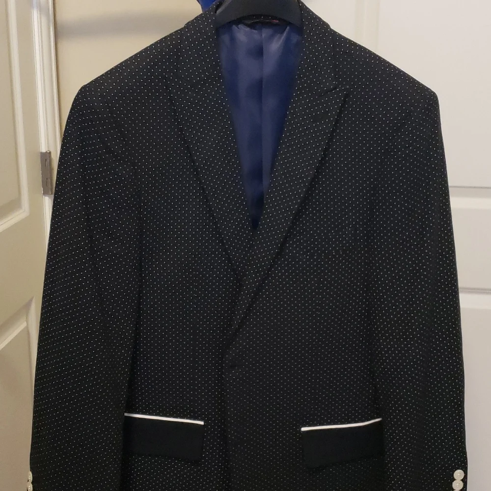 Linea Uomo Men's Rayon Linen Blend Navy Blue Jacket